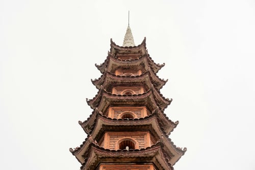 Pagoda with A Clock