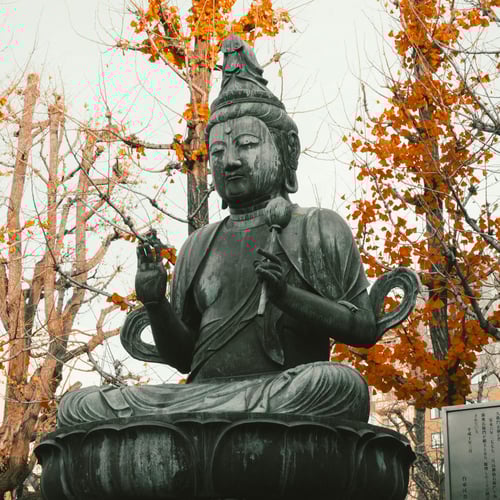Buddha Statue in Autumn