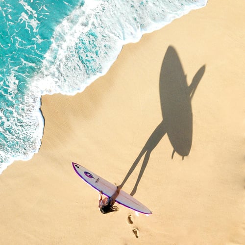 White and Purple Surfboard