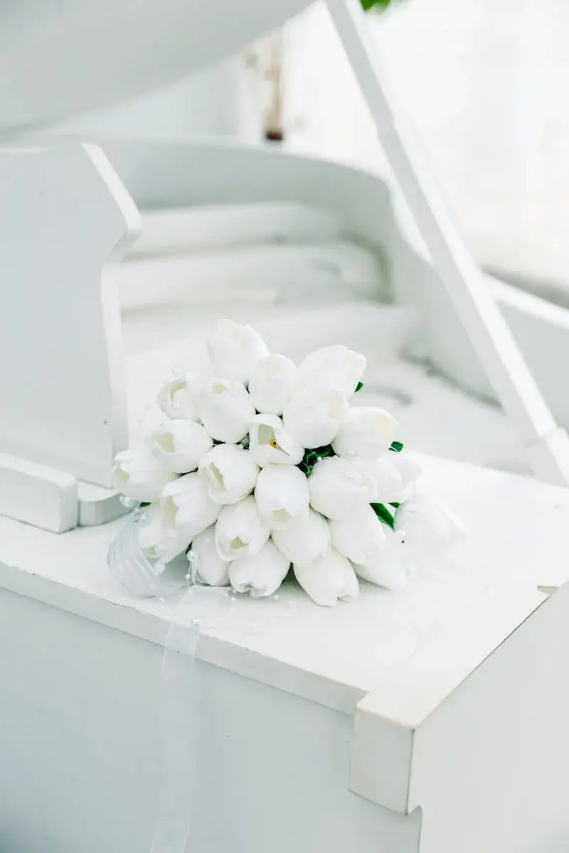 White Tulips on a White Piano