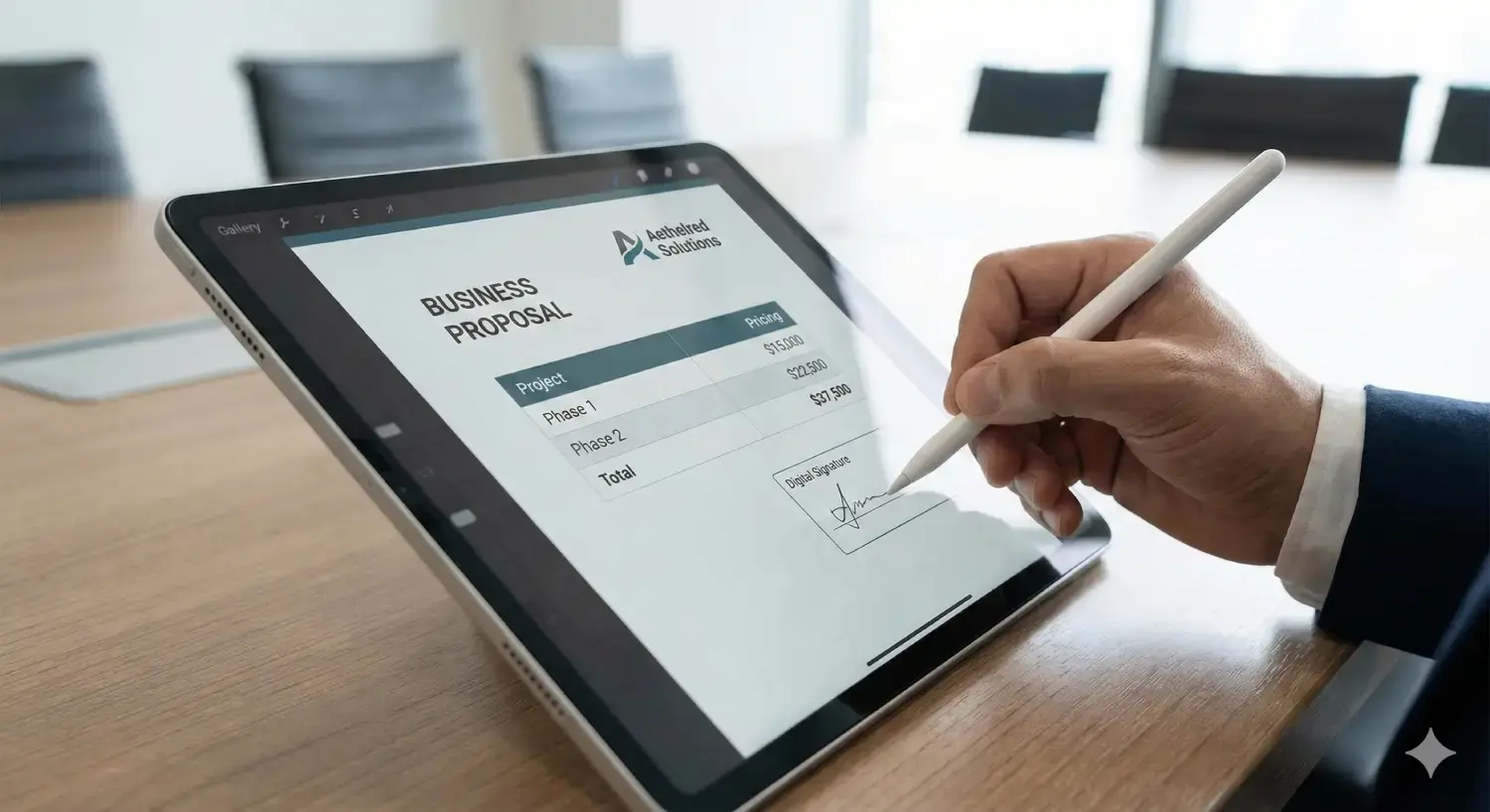 Client digitally signing a custom-designed HubSpot quote template developed by 2CUBE Studio.